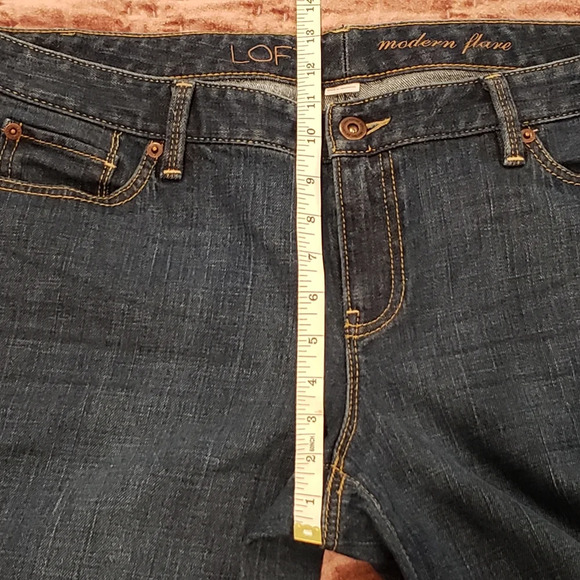 LOFT Modern Flare Jeans Women Size 14 blue denim - Picture 10 of 17